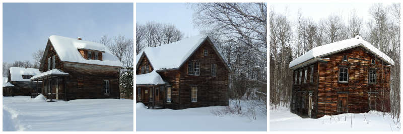 Quelques maisons historiques de Val Jalbert, sous la neige